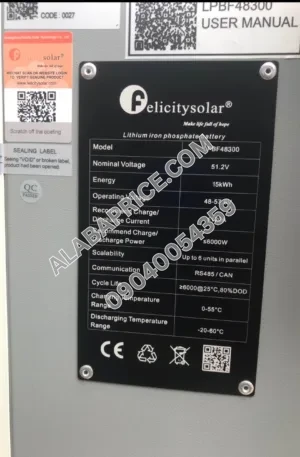 Felicity 15kWh Lithium Batteries Price in Nigeria Alaba Price
