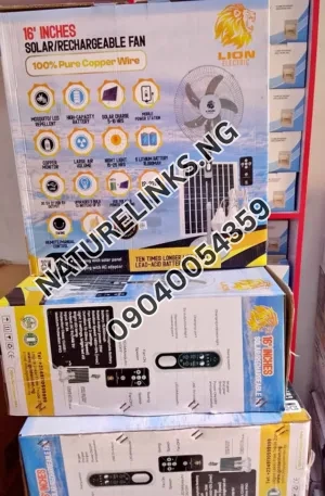 16inches rechargeable solar fan lion Price in Nigeria Alaba Price