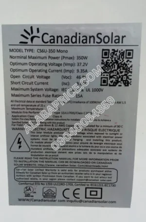 Canadian Solar 350W Panel Price in Nigeria Alaba Price