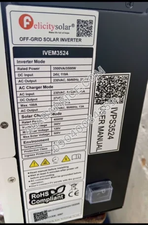 FELICITY SOLAR INVERTER 3.5KVA Price in Nigeria Alaba Price