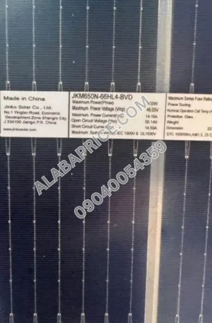 Jinko Solar Panel Price in Nigeria Alaba Price
