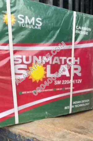 SMS Sunmatch Solar Battery 220ah 12V Price in Nigeria Alaba Price